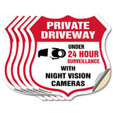Private Driveway Shield Sign Under 24 Hour Video Surveillance By Night Vision Cameras
