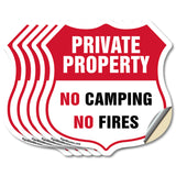 Private Property Shield Sign No Camping No Fires