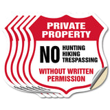 Private Property Shield Sign No Hunting Hiking Trespassing Without Written Permission