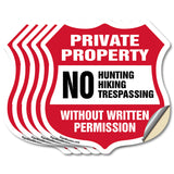 Private Property Shield Sign No Hunting Fishing Trespassing Without Written Permission
