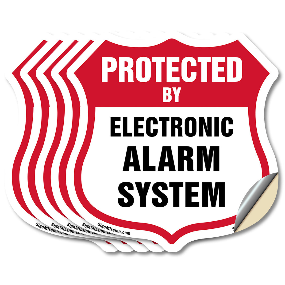 Security Alarm Shield Sign Protected By Electronic Alarm System