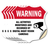 Video Surveillance Shield Label Set Warning All Activities Monitored And Recorded By Digital Night Vision Cameras