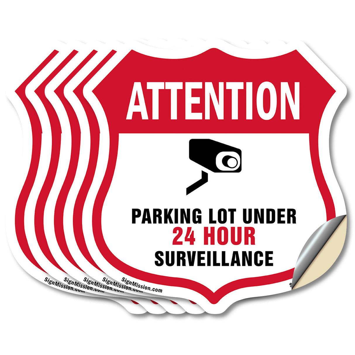 Video Surveillance Shield Sign Attention Parking Lot Under Video Surveillance