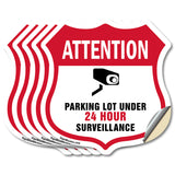 Video Surveillance Shield Sign Attention Parking Lot Under Video Surveillance