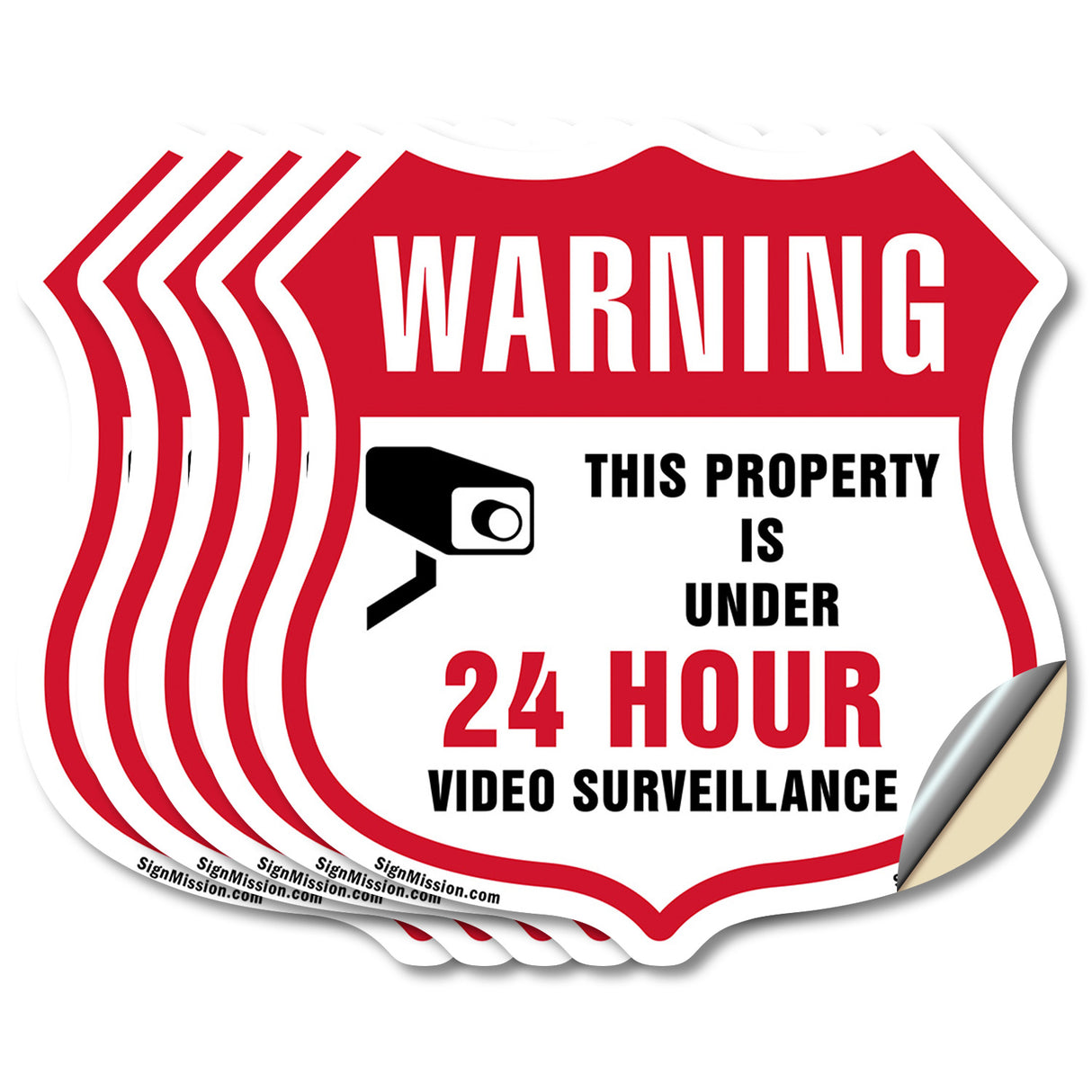 24 Hour Surveillance Shield Sign Warning This Property Is Under 24 Hour Video Surveillance