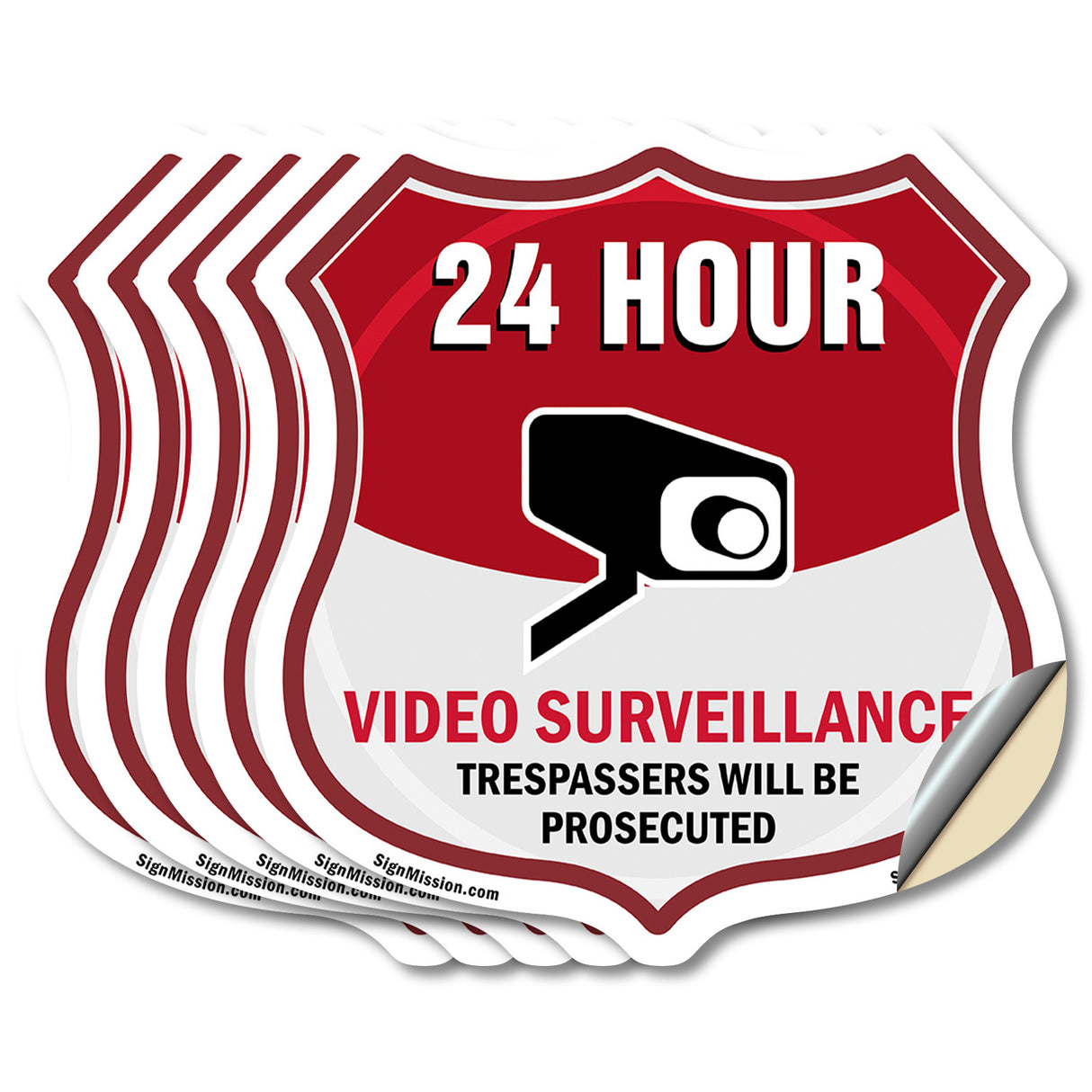 24 Hour Surveillance Shield Sign Video Surveillance Trespassers Will Be Prosecuted