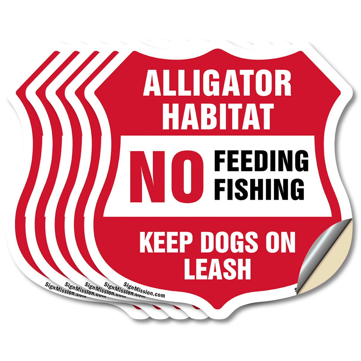 Alligator Warning Shield Sign Alligator Habitat No Feeding Fishing. Keep Dogs On Leash