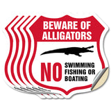 Alligator Warning Shield Sign Beware Of Alligators. No Swimming Fishing Or Boating