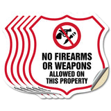 No Guns Shield Sign No Firearms Or Weapons Allowed On This Property