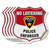 No Loitering Shield Sign Police Enforced. Police Department