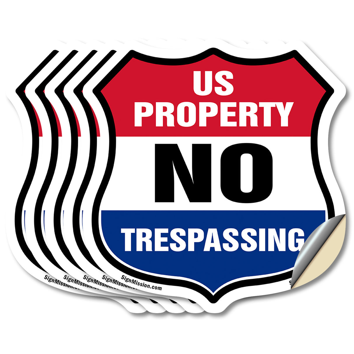 No Trespassing Shield Sign U.S. Property No Trespassing