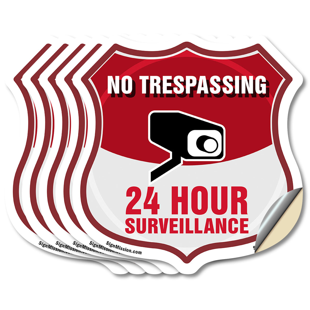No Trespassing Shield Sign 24 Hour Surveillance
