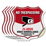 No Trespassing Shield Sign 24 Hour Video Surveillance Trespassers Will Be Prosecuted