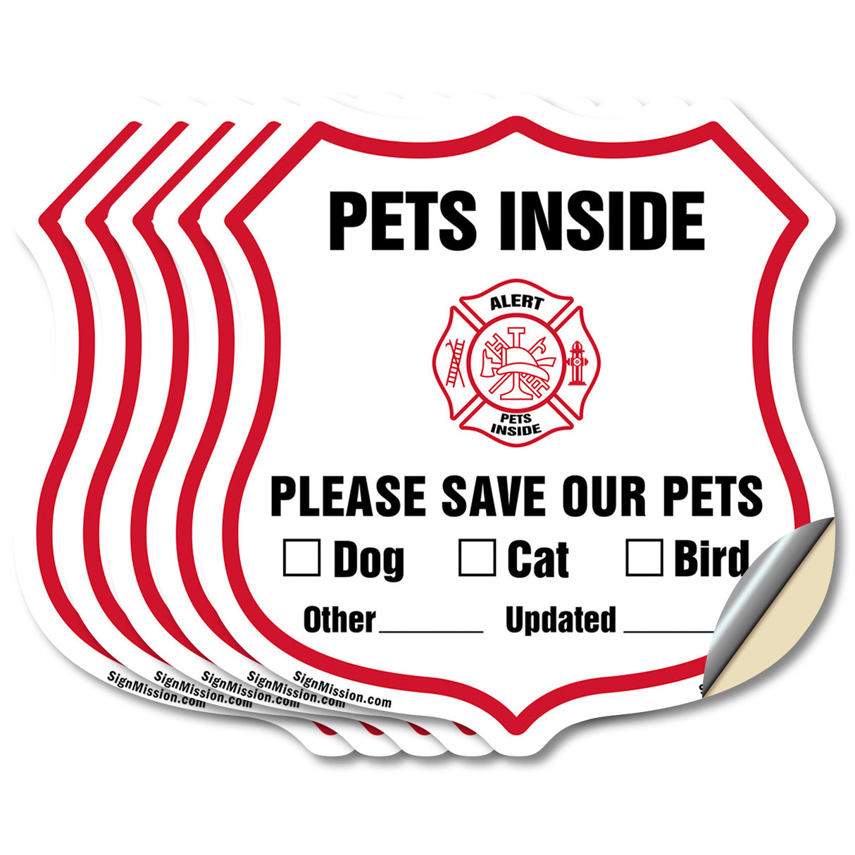 Pets Inside Shield Sign Alert Please Save Our Pets