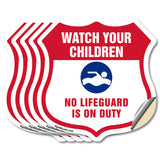 Pool Safety Shield Sign Attention Watch Your Children No Lifeguard On Duty
