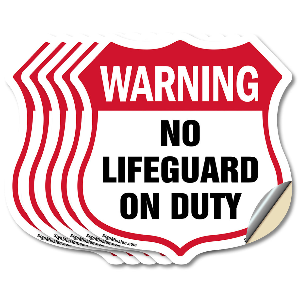 Pool Safety Shield Sign Warning No Lifeguard On Duty