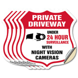 Private Driveway Shield Sign Under 24 Hour Video Surveillance By Night Vision Cameras