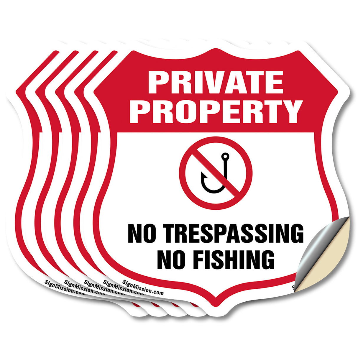 Private Property Shield Sign No Trespassing No Fishing
