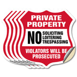 Private Property Shield Sign No Soliciting Loitering Trespassing. Violators Will Be Prosecuted