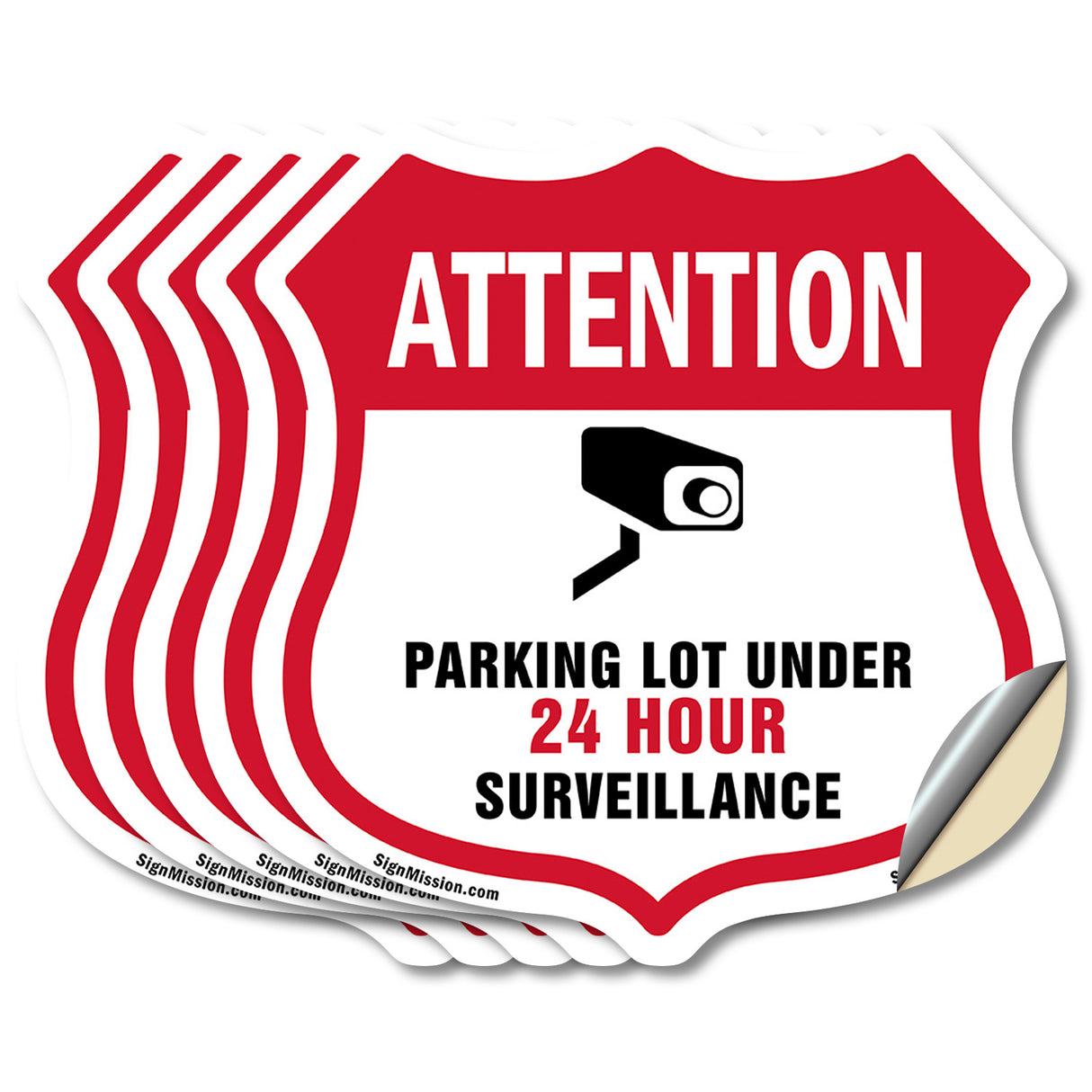 Video Surveillance Shield Sign Attention Parking Lot Under Video Surveillance