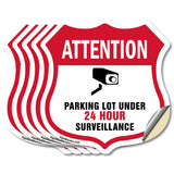 Video Surveillance Shield Sign Attention Parking Lot Under Video Surveillance