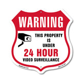 24 Hour Surveillance Shield Sign Warning This Property Is Under 24 Hour Video Surveillance
