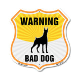 Beware Of Dog Shield Sign Warning Bad Dog