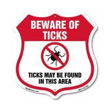 Beware Of Ticks Shield Sign Ticks May Be Found In This Area