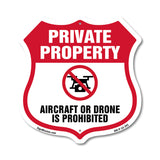 No Drone Shield Sign Aircraft Or Drone Is Prohibited