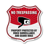 No Trespassing Shield Sign Property Protected By Video Surveillance And Guard Dogs