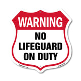 Pool Safety Shield Sign Warning No Lifeguard On Duty
