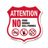 Property Shield Sign No Food No Drinks No Cell Phone
