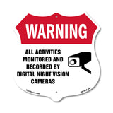 Video Surveillance Shield Label Set Warning All Activities Monitored And Recorded By Digital Night Vision Cameras