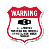 Video Surveillance Warning All Activities Monitored And Recorded By Digital Night Vision Cameras