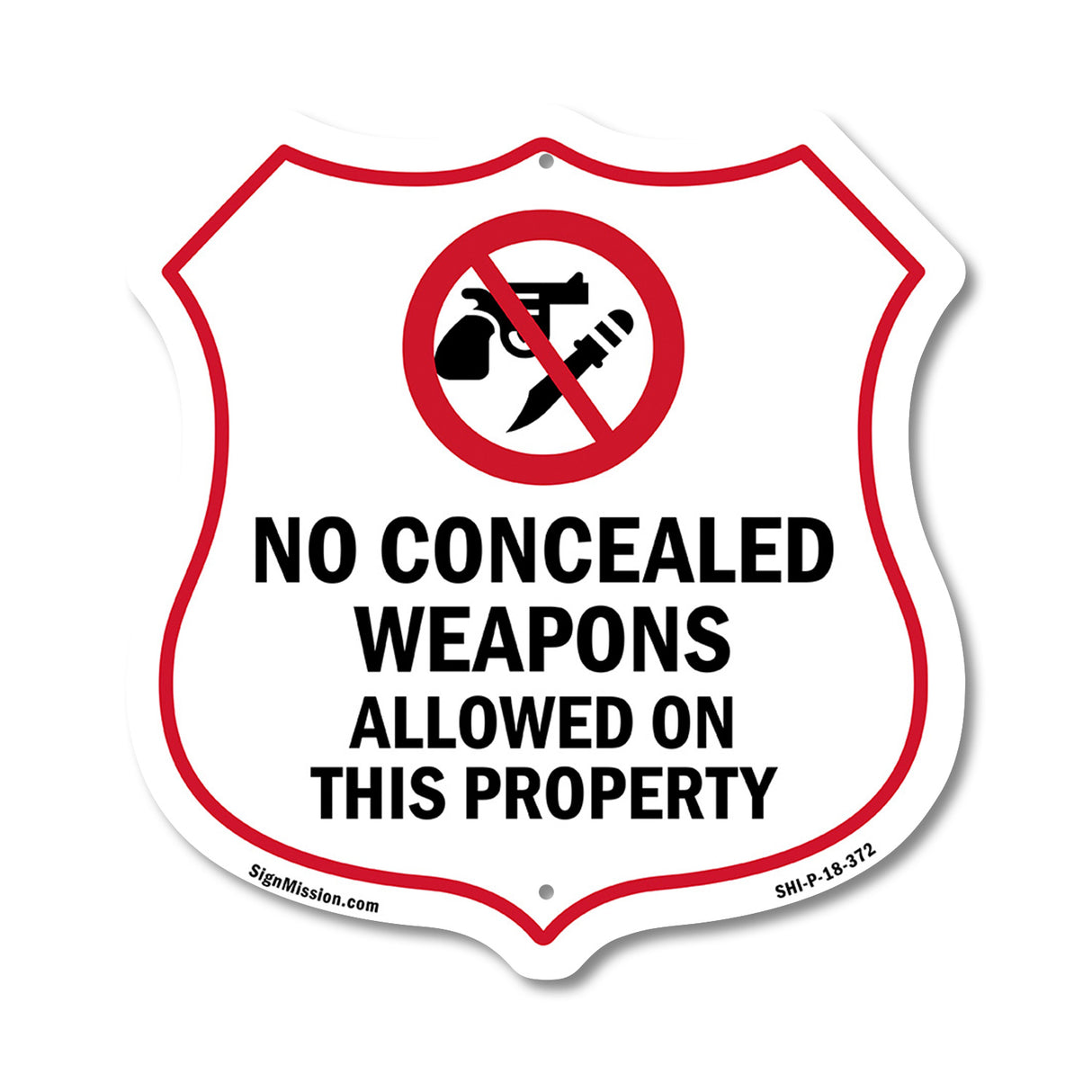 Concealed Carry Shield Sign No Concealed Weapons Allowed On This Property