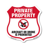 No Drone Shield Sign Aircraft Or Drone Is Prohibited