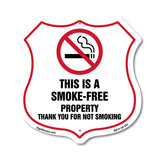 No Smoking Shield Sign This Is A Smoke Free Property Thank You For Not Smoking