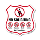 No Soliciting Shield Sign No Politics Magazines Candy Religion No Exceptions