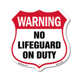 Pool Safety Shield Sign Warning No Lifeguard On Duty