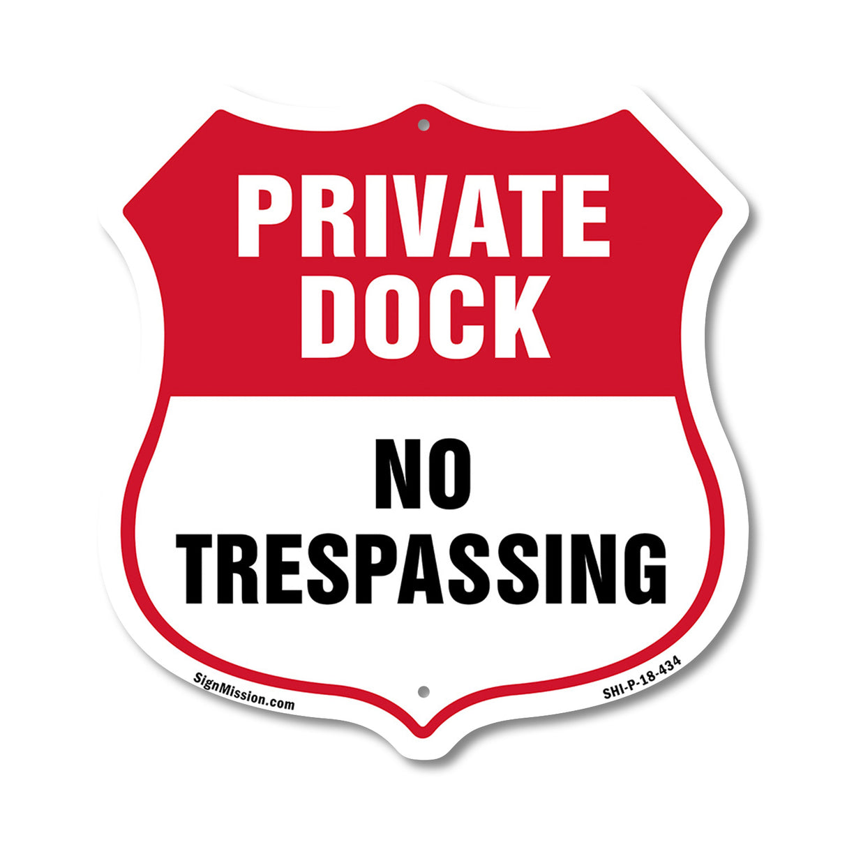 Private Dock Shield Sign No Trespassing