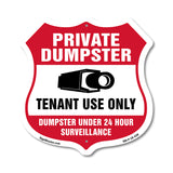 Private Dumpster Shield Sign Tenant Use Only Dumpster Under 24 Hour Surveillance