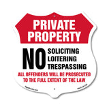 Private Property Shield Label Set No Soliciting Loitering Trespassing All Offenders Will Be Prosecuted To The Full Extent Of Law
