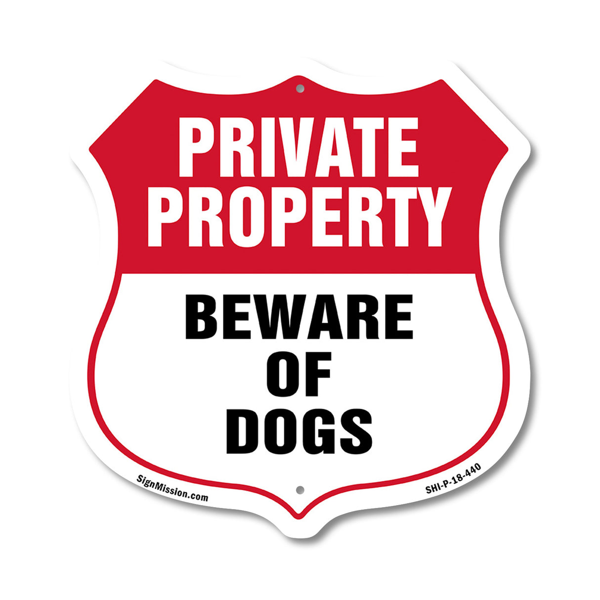 Private Property Shield Sign Beware Of Dogs