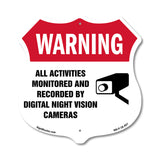 Video Surveillance Shield Label Set Warning All Activities Monitored And Recorded By Digital Night Vision Cameras