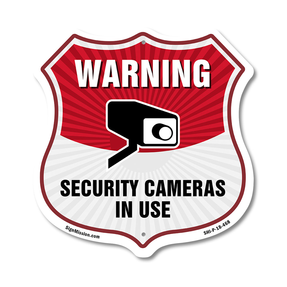 Video Surveillance Shield Sign Warning Security Cameras In Use