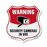 Video Surveillance Shield Sign Warning Security Cameras In Use