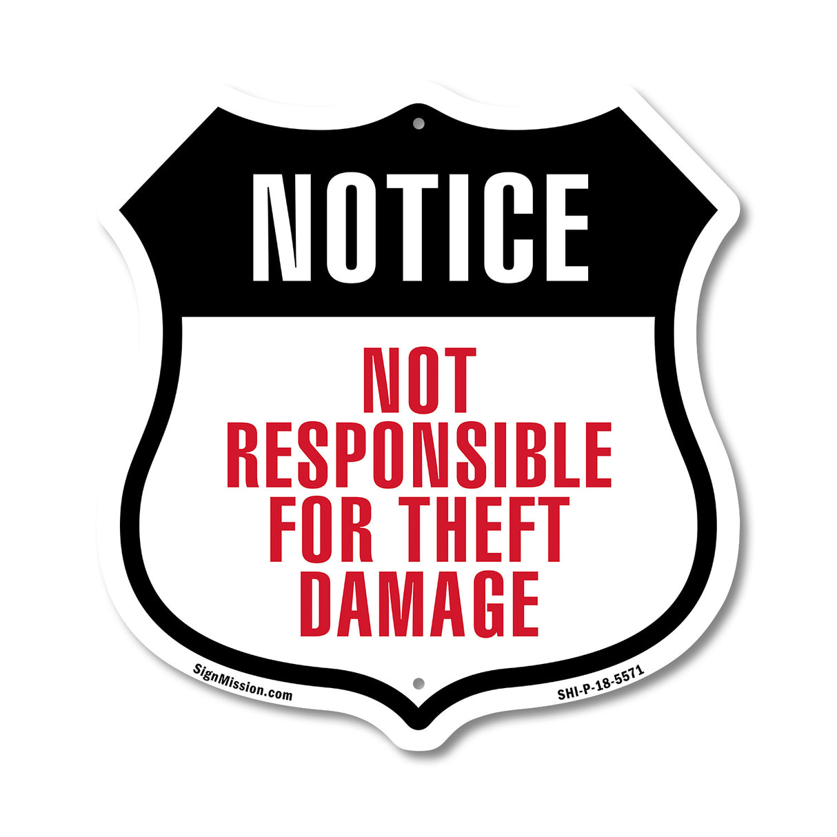Notice Not Responsible Theft Damage