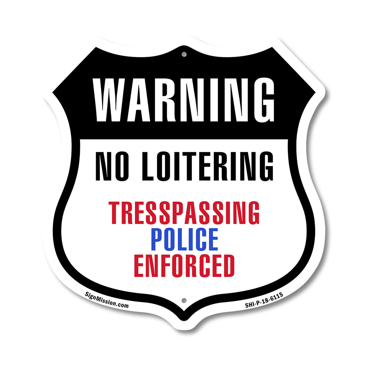 Warning No Loitering Trespassing Police Enforced