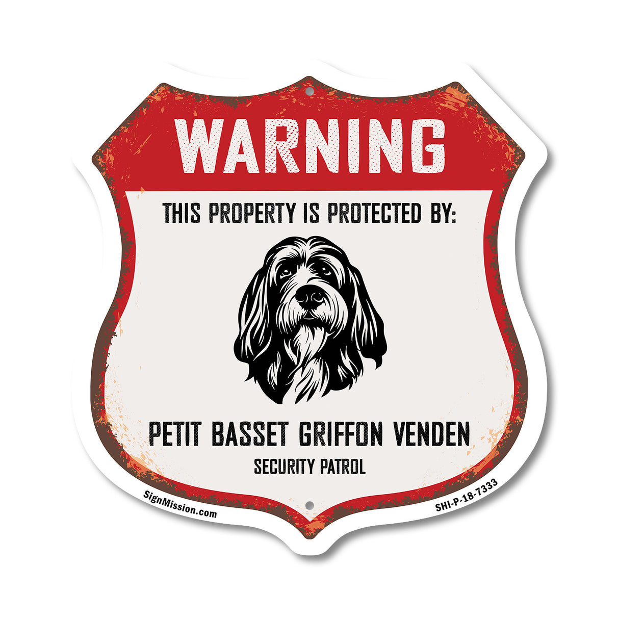 Warning This Property is Protected by Petit Basset Griffon Venden