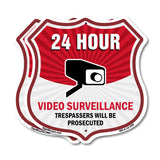 24 Hour Surveillance Shield Sign Video Surveillance Trespassers Will Be Prosecuted